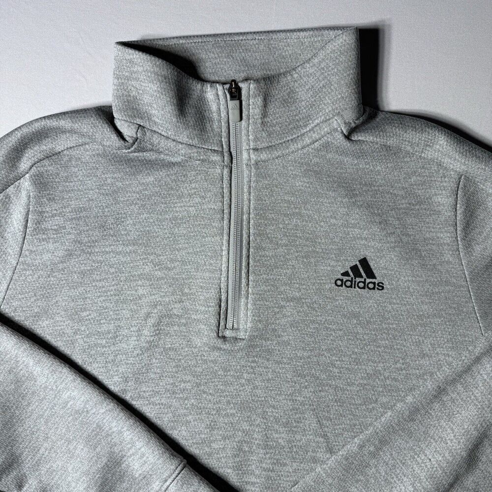 Adidas Womens Large 1/4 Zip Pullover Sweatshirt Jacket Long Sleeve Gray - Picture 3 of 15
